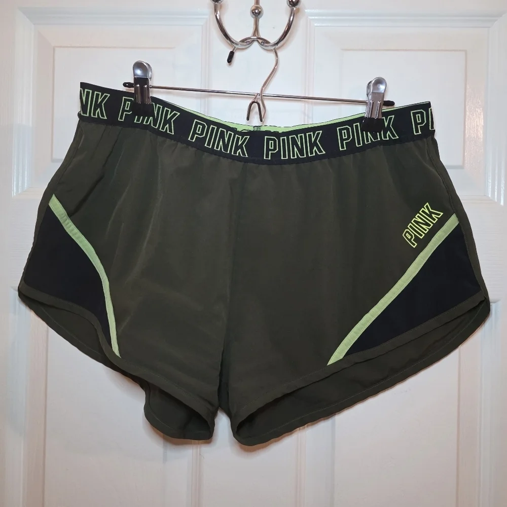 Victoria's Secret Pink Green Running Active Shorts Size Medium Women's